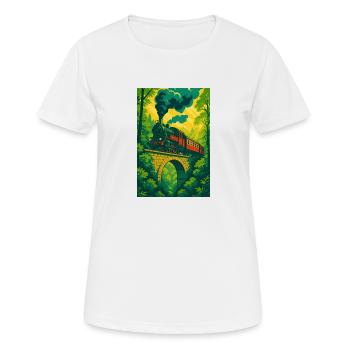 Eisenbahn Dampflok Zug Wald Brücke - Frauen T-Shirt atmungsaktiv - Weiß - Vorne - AI Model Female 172 dark (172cm)