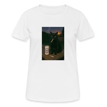 Meowster of Coolness – Nachtmodus aktiviert - Frauen T-Shirt atmungsaktiv - Weiß - Vorne - AI Model Female 172 dark (172cm)