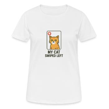 Meine Katze hat links geswiped Dating App - Frauen T-Shirt atmungsaktiv - Weiß - Vorne - AI Model Female 172 dark (172cm)