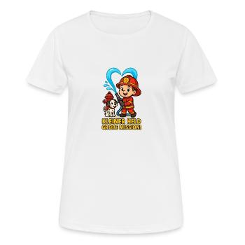 Petit héros, grande mission - T-shirt respirant Femme - blanc - Devant - AI Model Female 172 dark (172cm)