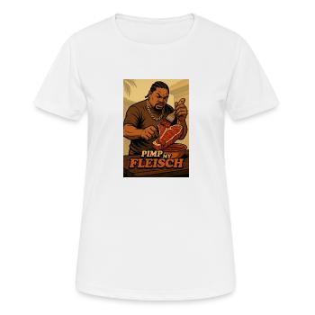 Pimp my Fleisch - Frauen T-Shirt atmungsaktiv - Weiß - Vorne - AI Model Female 172 dark (172cm)