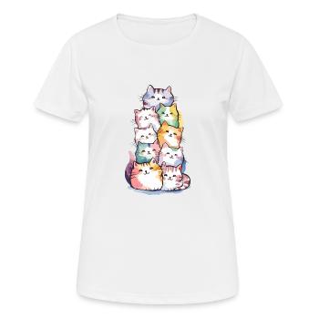 Liebenswerter Stapel bunter Katzen für - Frauen T-Shirt atmungsaktiv - Weiß - Vorne - AI Model Female 172 dark (172cm)