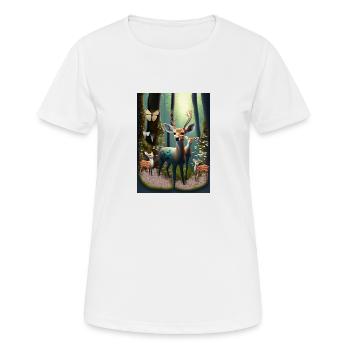 Rehkitze mit Schmetterlinge - Frauen T-Shirt atmungsaktiv - Weiß - Vorne - AI Model Female 172 dark (172cm)
