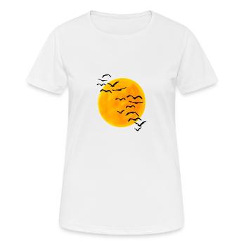 Sonnenuntergang Vogelschwarm - Frauen T-Shirt atmungsaktiv - Weiß - Vorne - AI Model Female 172 dark (172cm)