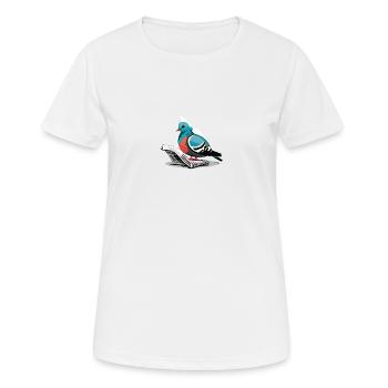 Pidgeon lisant le journal (Animaux magiques) - T-shirt respirant Femme - blanc - Devant - AI Model Female 172 dark (172cm)