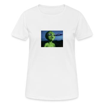 Green Alien Eye-Catcher UFO - Women's Breathable T-Shirt - white - Front - AI Model Female 172 dark (172cm)