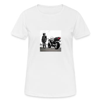 Dessin au crayon de moto - T-shirt respirant Femme - blanc - Devant - AI Model Female 172 dark (172cm)