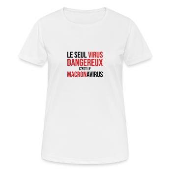 Macronavirus - T-shirt respirant Femme - blanc - Devant - AI Model Female 172 dark (172cm)