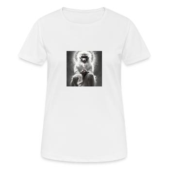 Serie: Wise Monkey - Frauen T-Shirt atmungsaktiv - Weiß - Vorne - AI Model Female 172 dark (172cm)