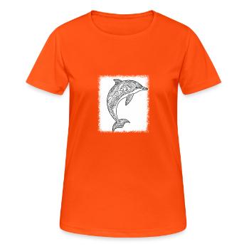 caribbean aquatic environment background - Frauen T-Shirt atmungsaktiv - Neonorange - Vorne - AI Model Female 172 dark (172cm)