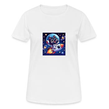 Cute space cat in space on a rocket - Women's Breathable T-Shirt - white - Front - AI Model Female 172 dark (172cm)