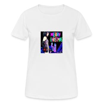 DALL E 2022 12 08 00 03 42 merry christmas - Frauen T-Shirt atmungsaktiv - Weiß - Vorne - AI Model Female 172 dark (172cm)