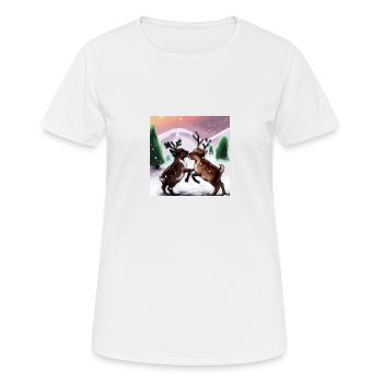 Zwei verspielte Rentiere - Frauen T-Shirt atmungsaktiv - Weiß - Vorne - AI Model Female 172 dark (172cm)