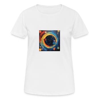 Abstraction circulaire du système solaire - T-shirt respirant Femme - blanc - Devant - AI Model Female 172 dark (172cm)