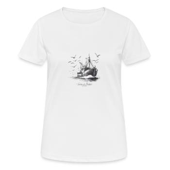 Zurück vom Angeln, Concarneau - das Herz von Breizh - Frauen T-Shirt atmungsaktiv - Weiß - Vorne - AI Model Female 172 dark (172cm)