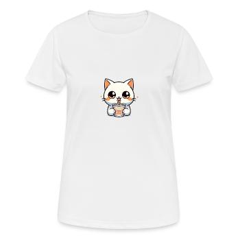 Instant Noodles Katze: Anime Minimalismus - Frauen T-Shirt atmungsaktiv - Weiß - Vorne - AI Model Female 172 dark (172cm)