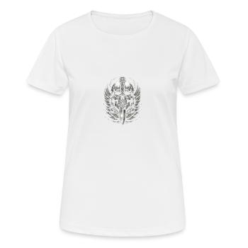 Victoire ailée : Crâne couronné d’une dague - T-shirt respirant Femme - blanc - Devant - AI Model Female 172 dark (172cm)