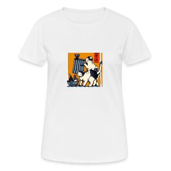 Katzen im Japanischen Kunst Stil 1 - Frauen T-Shirt atmungsaktiv - Weiß - Vorne - AI Model Female 172 dark (172cm)
