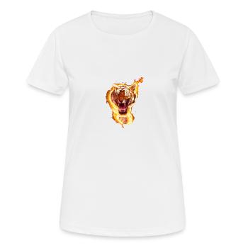 Tiger im Feuer - Frauen T-Shirt atmungsaktiv - Weiß - Vorne - AI Model Female 172 dark (172cm)