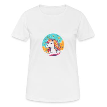 Regenbogen-Einhorn - Frauen T-Shirt atmungsaktiv - Weiß - Vorne - AI Model Female 172 dark (172cm)