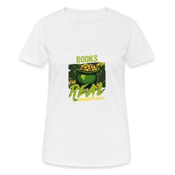 Les livres sont les vrais trésors de la vie Saint-Patrick - T-shirt respirant Femme - blanc - Devant - AI Model Female 172 dark (172cm)