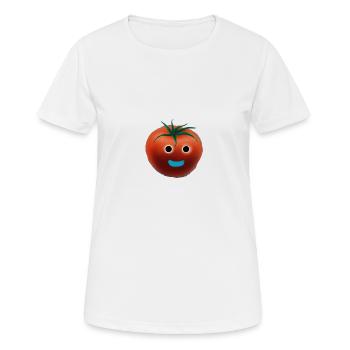 Tomate mit Gesicht - Frauen T-Shirt atmungsaktiv - Weiß - Vorne - AI Model Female 172 dark (172cm)