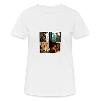 Person spying on target person - Frauen T-Shirt atmungsaktiv - Weiß - Vorne - AI Model Female 172 dark (172cm)