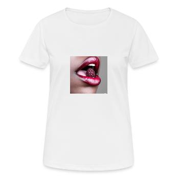 Mouth of a woman with red lips @ Markus - Women's Breathable T-Shirt - white - Front - AI Model Female 172 dark (172cm)