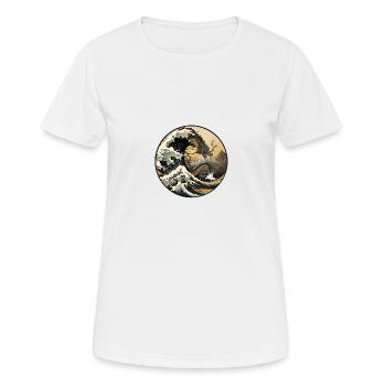 Nr. 4: Kanagawa Ukyio-e im japanischen Drachenstil - Frauen T-Shirt atmungsaktiv - Weiß - Vorne - AI Model Female 172 dark (172cm)