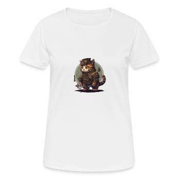 Steampunk Katze - Frauen T-Shirt atmungsaktiv - Weiß - Vorne - AI Model Female 172 dark (172cm)