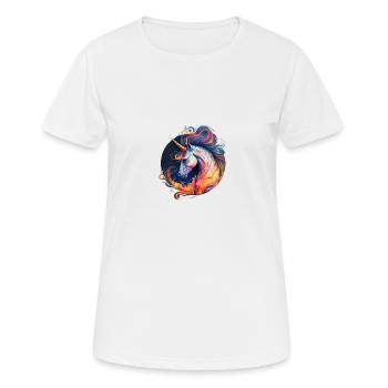 Einhorn-Feuer - Frauen T-Shirt atmungsaktiv - Weiß - Vorne - AI Model Female 172 dark (172cm)