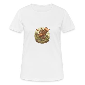 Steampunk Luftschiff Hund - Frauen T-Shirt atmungsaktiv - Weiß - Vorne - AI Model Female 172 dark (172cm)