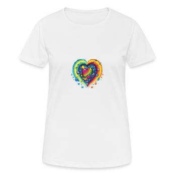 LGBTQAI+ Community Support Regenbogen Herzen - Frauen T-Shirt atmungsaktiv - Weiß - Vorne - AI Model Female 172 dark (172cm)