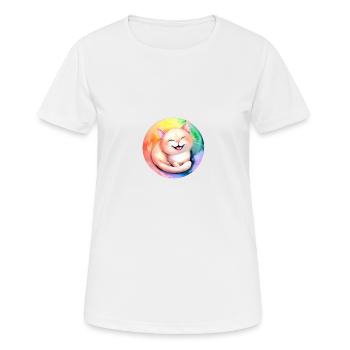 Regenbogenkatze - Frauen T-Shirt atmungsaktiv - Weiß - Vorne - AI Model Female 172 dark (172cm)