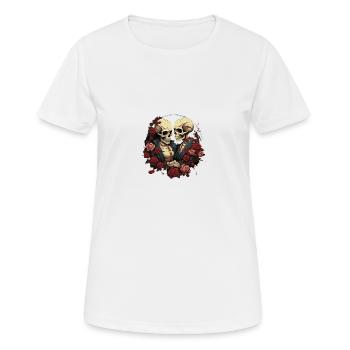 Skelett-Liebespaar im Comic-Stil - Frauen T-Shirt atmungsaktiv - Weiß - Vorne - AI Model Female 172 dark (172cm)