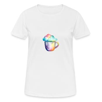 Regenbogenkaffee mit Wolke - Frauen T-Shirt atmungsaktiv - Weiß - Vorne - AI Model Female 172 dark (172cm)