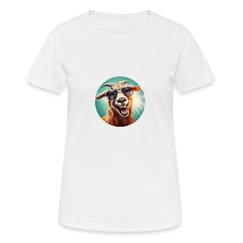 Ziege mit sehr viel Lebensfreude - Frauen T-Shirt atmungsaktiv - Weiß - Vorne - AI Model Female 172 dark (172cm)