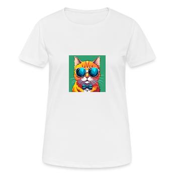 Stilvolle Katze mit Sonnenbrille und Fliege - Frauen T-Shirt atmungsaktiv - Weiß - Vorne - AI Model Female 172 dark (172cm)