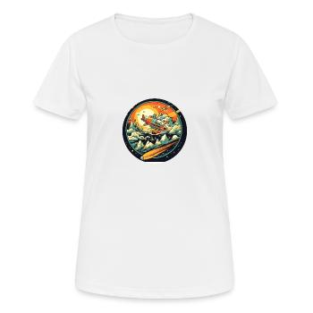 Raumschiff im Universum im Cartoon-Stil für Kinder - Frauen T-Shirt atmungsaktiv - Weiß - Vorne - AI Model Female 172 dark (172cm)