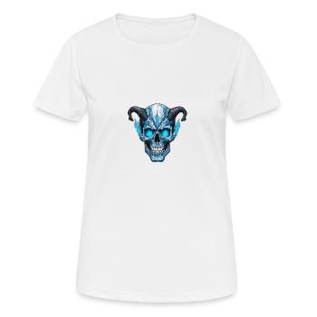 Crâne cornu avec feu bleu - T-shirt respirant Femme - blanc - Devant - AI Model Female 172 dark (172cm)