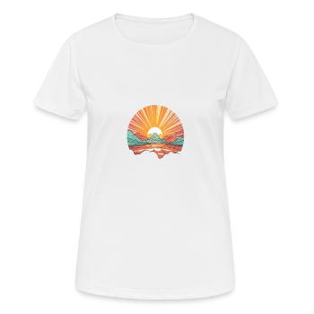 Ein warmer und farbenfroher Sonnenuntergang - Frauen T-Shirt atmungsaktiv - Weiß - Vorne - AI Model Female 172 dark (172cm)