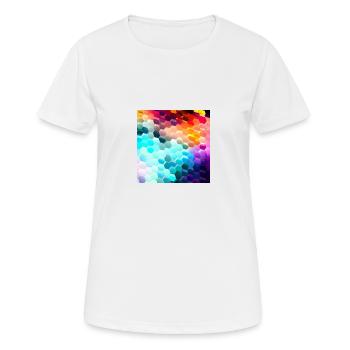 Bunter Hexagon-Rausch - Frauen T-Shirt atmungsaktiv - Weiß - Vorne - AI Model Female 172 dark (172cm)