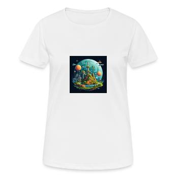 Solar System Flat Earth - Women's Breathable T-Shirt - white - Front - AI Model Female 172 dark (172cm)