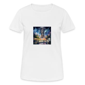 Futuristischer Tower in einer Stadt - Park - Frauen T-Shirt atmungsaktiv - Weiß - Vorne - AI Model Female 172 dark (172cm)