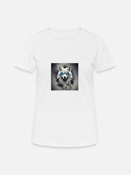 loup yeux bleus - T-shirt respirant Femme - blanc