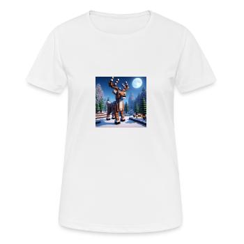 Pixel Rentier, Elch im Winterwald zu Weihnachten - Frauen T-Shirt atmungsaktiv - Weiß - Vorne - AI Model Female 172 dark (172cm)