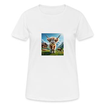 Vache Highland avec de grandes cornes impressionnantes - T-shirt respirant Femme - blanc - Devant - AI Model Female 172 dark (172cm)