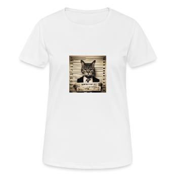 Mugshot Katze - Frauen T-Shirt atmungsaktiv - Weiß - Vorne - AI Model Female 172 dark (172cm)