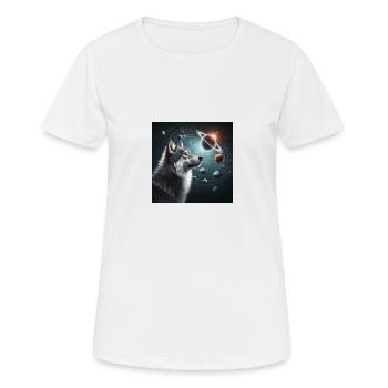 Un loup gris qui regarde le ciel étoilé. - T-shirt respirant Femme - blanc - Devant - AI Model Female 172 dark (172cm)