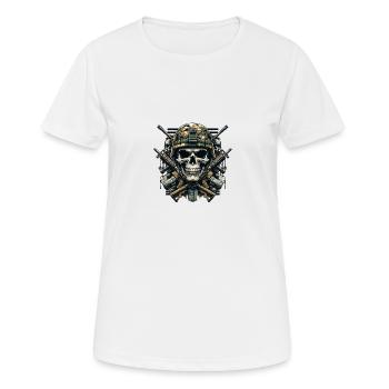 Stolz des Patrioten: Schädel der Streitkräfte - Frauen T-Shirt atmungsaktiv - Weiß - Vorne - AI Model Female 172 dark (172cm)